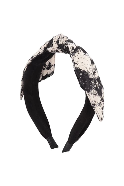 Bow Tie Dye Accent Fashion Head Band Head Accessories Black - Pack of 6
