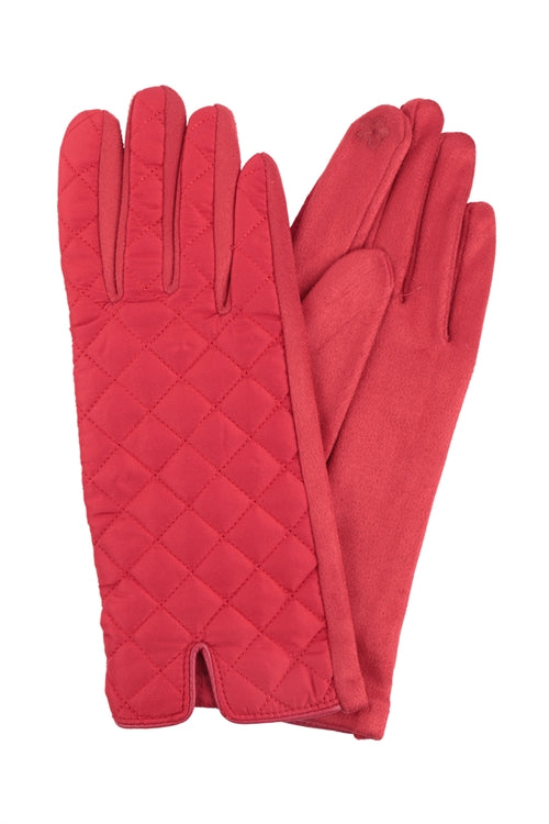Quilted Diamond Pattern Smart Touch Gloves Red - Pack of 6