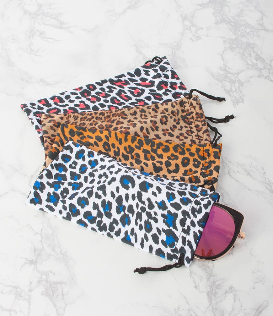 Animal Print Sunglass Pouch - Pack of 12