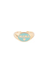 "Mama" Heart Color Signet Open Brass Ring Gold White - Pack of 6