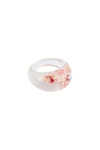Marble Resin Pearl Assorted 5 Pieces Ring Set Multicolor - Pack of 6