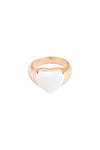 "Mama" Heart Color Signet Open Brass Ring Gold White - Pack of 6