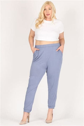 Royal Blue Plus Size Solid Long Pants - Pack of 6
