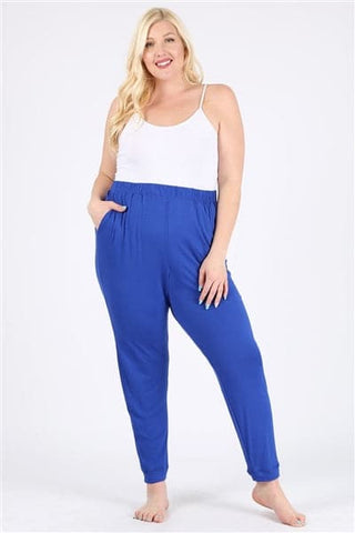 Royal Blue Plus Size Solid Long Pants - Pack of 6
