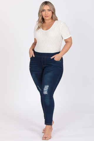 Plus Size High Waist Flared Denim Jeggings Pants - Pack of 6