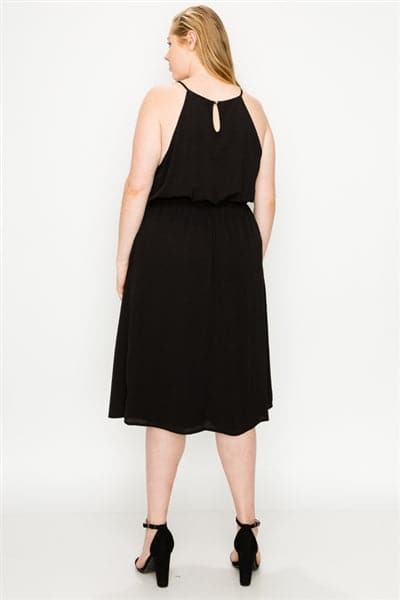 Wholesale Plus Size Koshibo Midi-Dresses Black for Sale