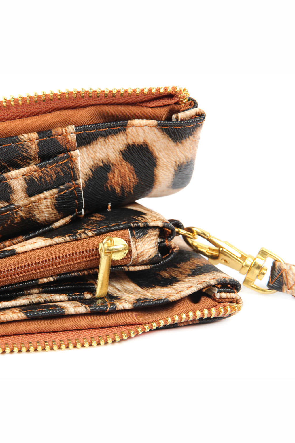Leather Wallet with Detachable Wristlet Leopard - Pack of 6