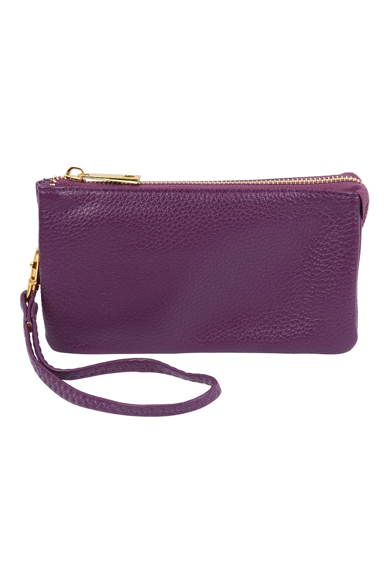 Faux Crossbody Wristlet Bag Purple - Pack of 6