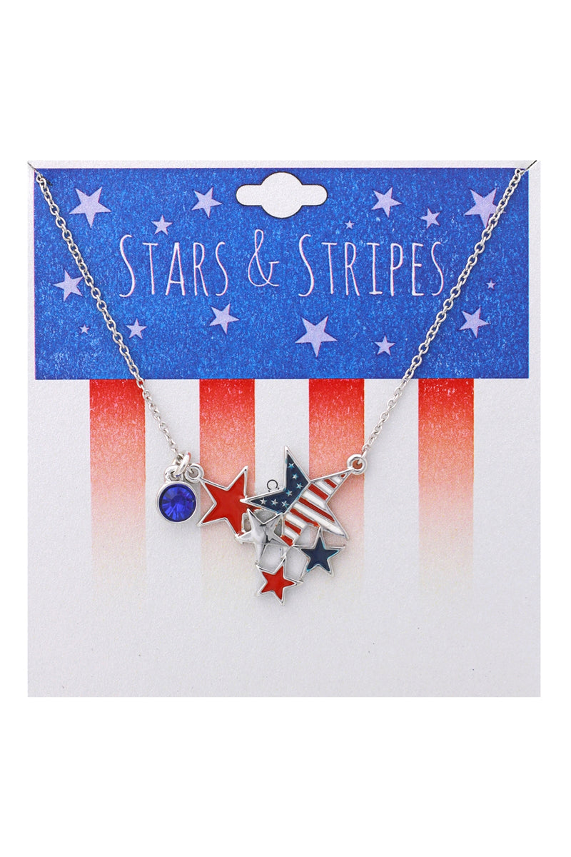 American Flag Star Cluster Pendant Necklace USA- Pack of 6