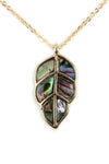 Abalone Leaf Pendant Necklace Gold - Pack of 6