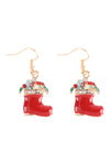 Christmas Santa Boot Hook Earrings Gold Red - Pack of 6