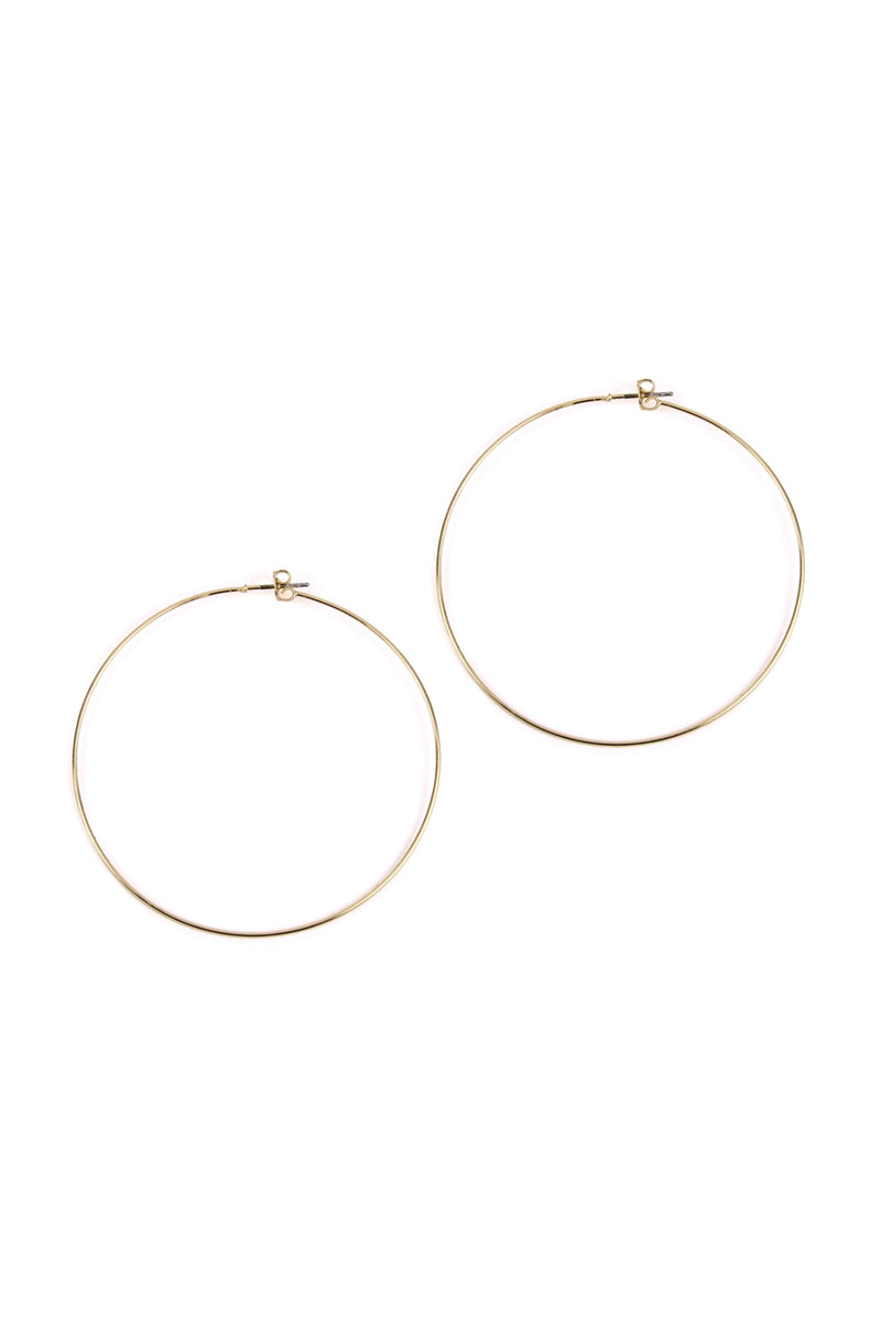 60mm Wire Hoop Earrings Matte Gold - Pack of 6