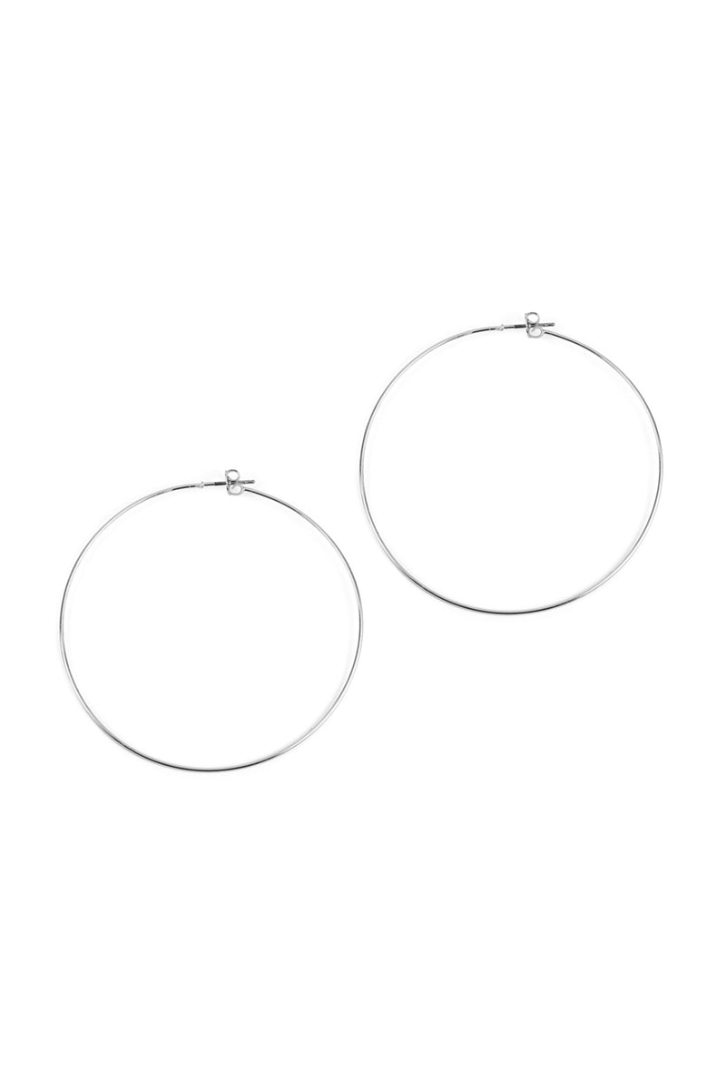 60mm Wire Hoop Earrings Matte Silver - Pack of 6