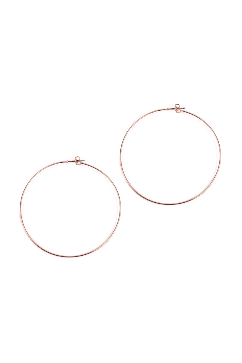 60mm Wire Hoop Earrings Rose Gold - Pack of 6