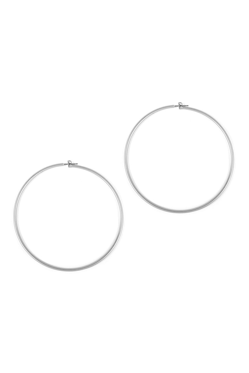 Wire Hoop Earrings Matte Silver - Pack of 6