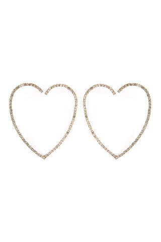 Valentine Heart Druzy with Rhinestone Post Earrings White - Pack of 6