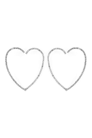 Valentine Heart Druzy with Rhinestone Post Earrings White - Pack of 6