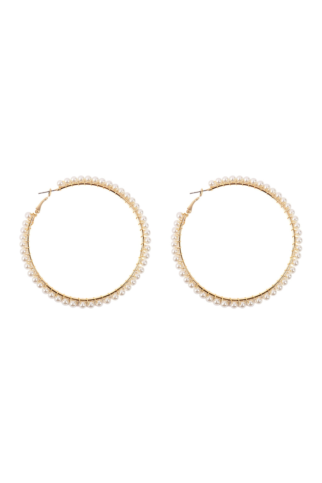 3" Hoop Pearl Wired Earrings White Gold - Pack of 6
