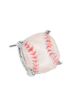 Sports Cushion Cut Baseball Stud Earrings White Silver - Pack of 6