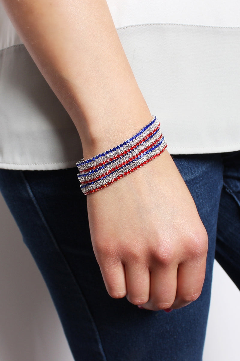 Flag 3 Line Elastic Bracelet - Pack of 6