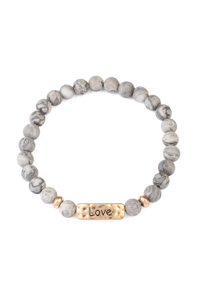 Love Natural Stone Bracelet Gray - Pack of 6