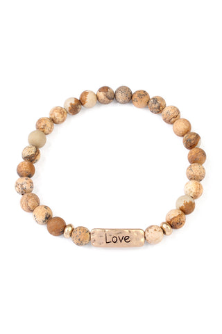 Charm Mix Beads Natural Stone Wood Layered Stackable Versatile Bracelet Set Light Gray - Pack of 6
