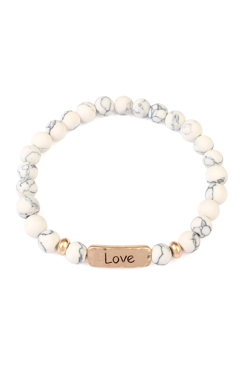Love Natural Stone Bracelet White - Pack of 6