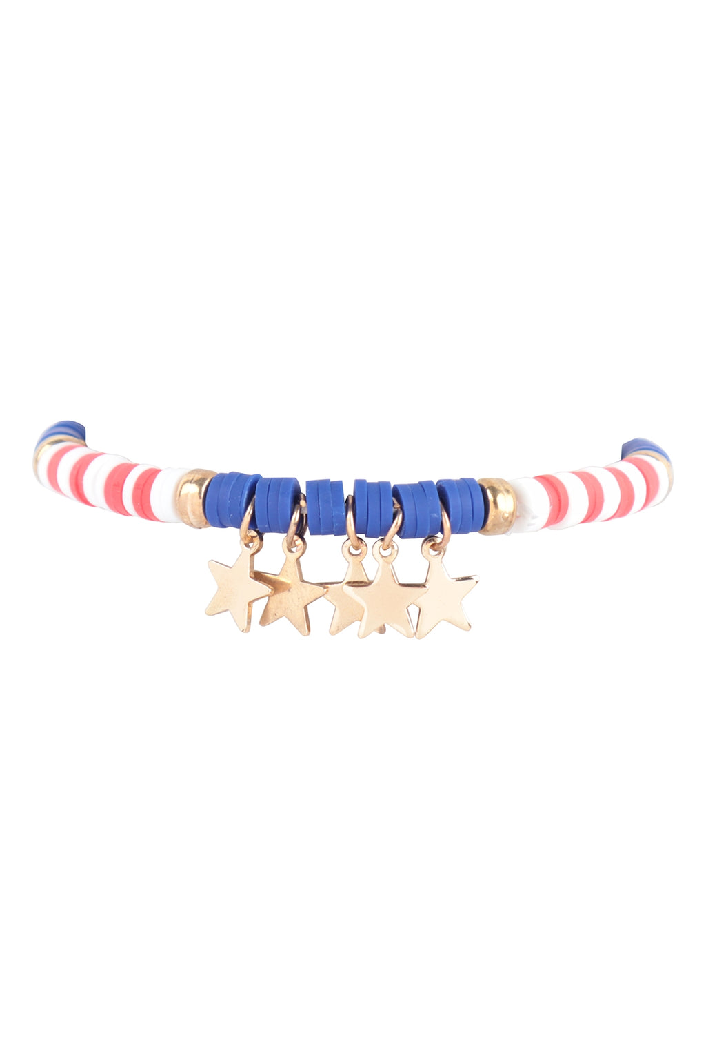 USA Flag Star FIMO Stretch Bracelet Multicolor - Pack of 6