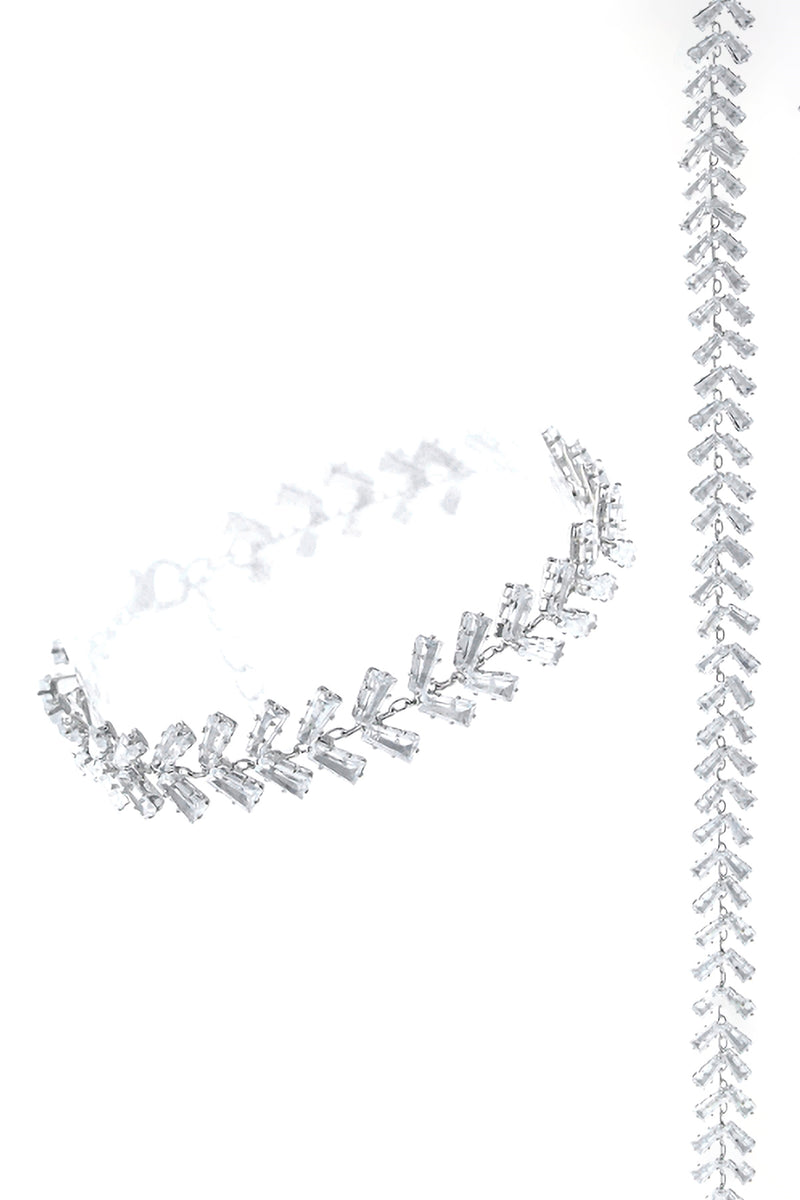 Cubic Zirconia Baguette Trail Bracelet Crystal Silver - Pack of 6
