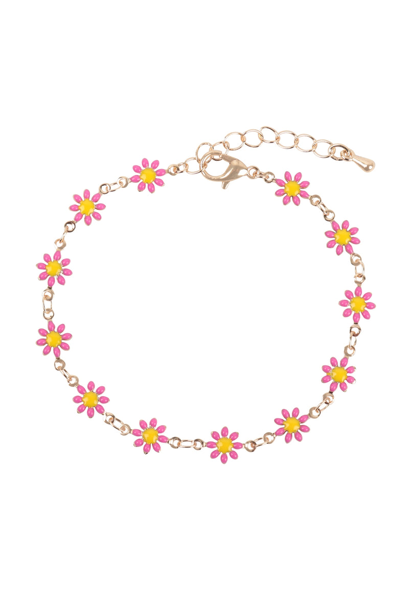 Flower Dainty Bracelet Rose Gold - Pack of 6