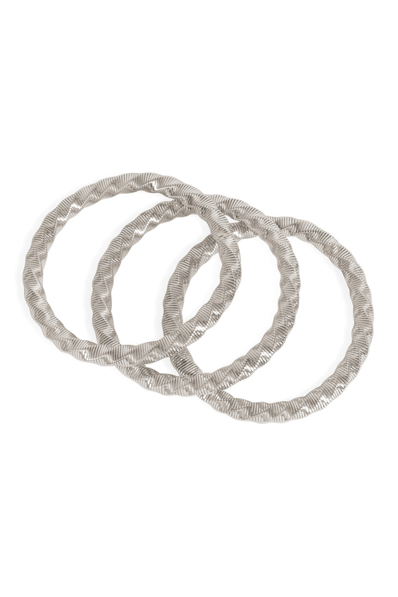 3 Rows Twisted Omega Bracelet Silver - Pack of 6
