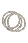3 Rows Twisted Omega Bracelet Silver - Pack of 6
