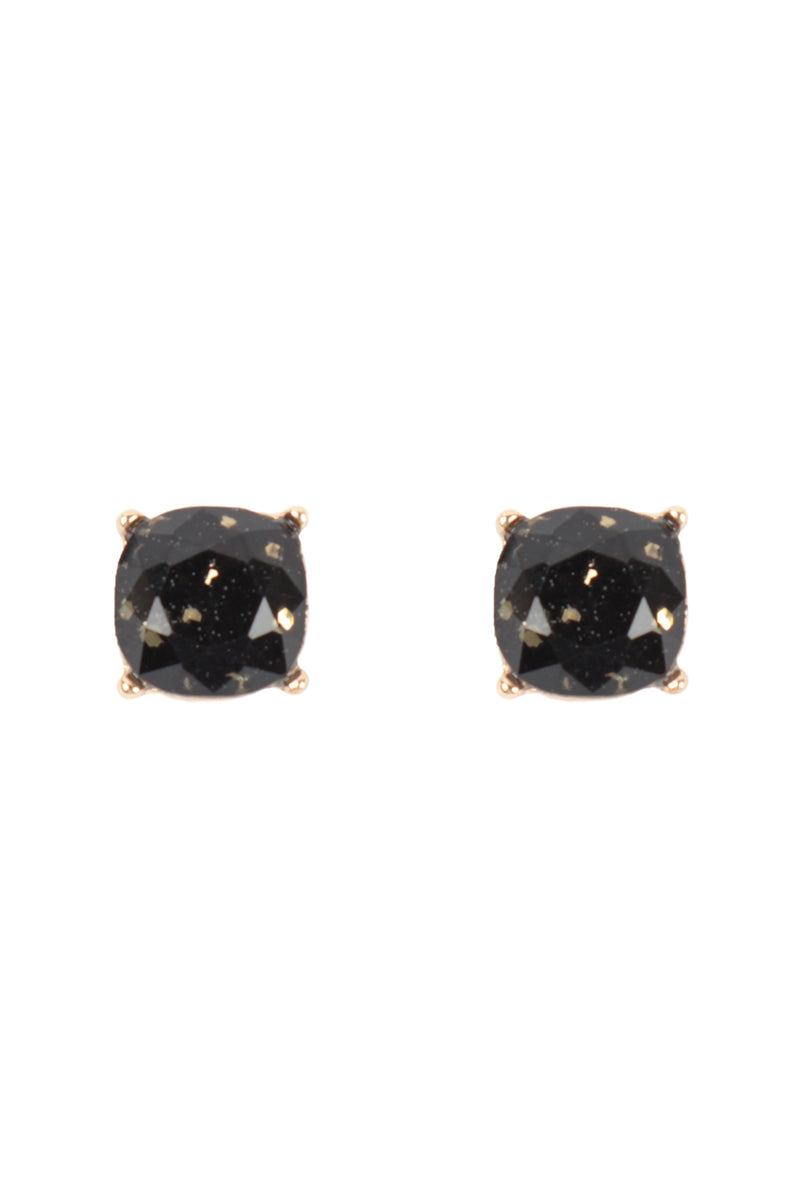 Gold Black Glitter Epoxy Stud Earrings - Pack of 6