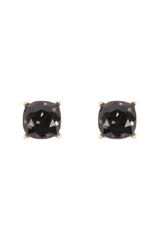 Square Pave Glitters Stud Earrings Gold Black - Pack of 6