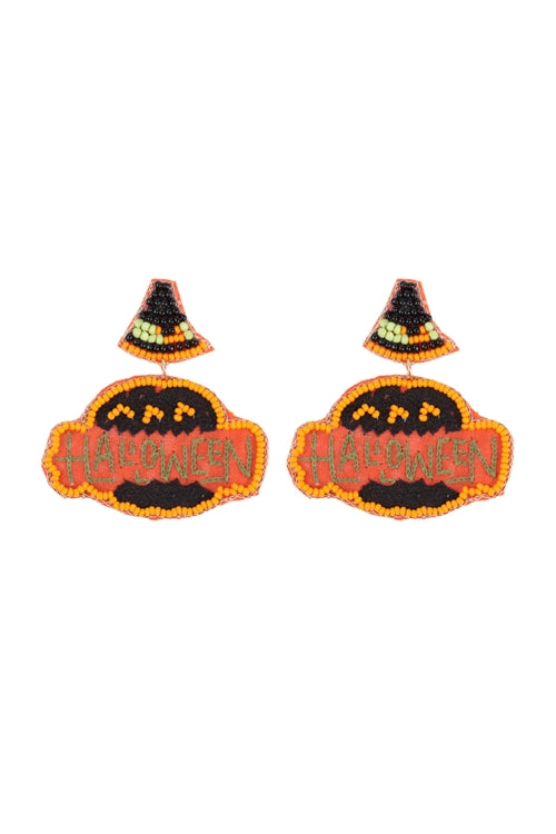 Halloween Pumpkin Seed Beads Drop Earrings Multicolor - Pack of 6
