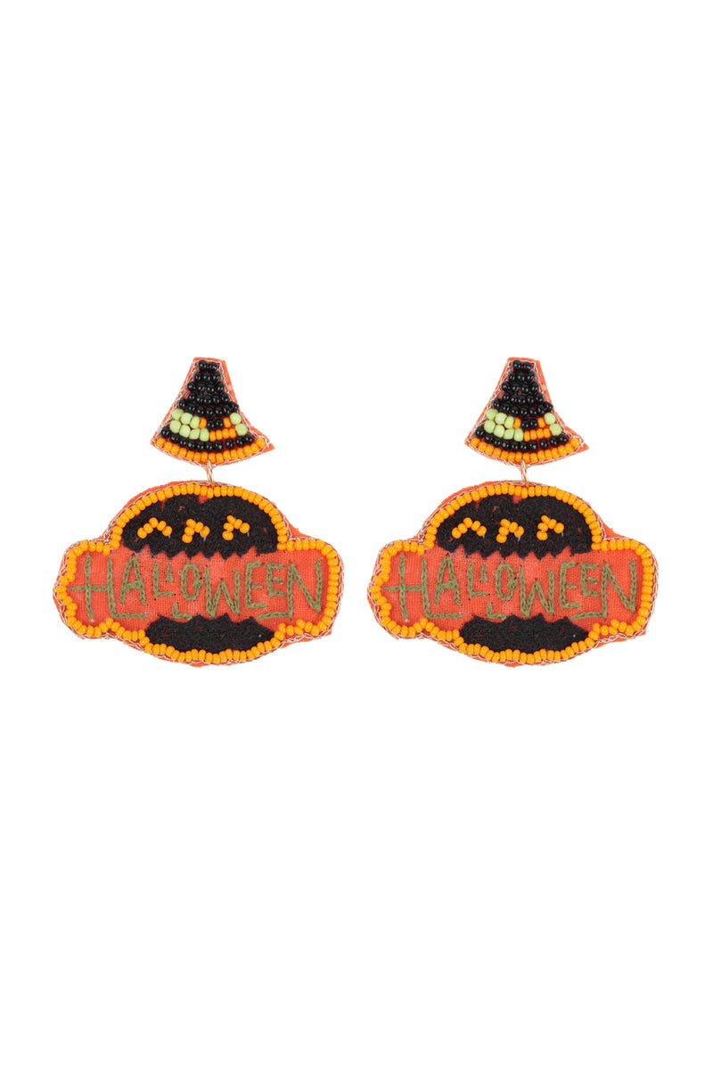 Halloween Pumpkin Seed Beads Drop Earrings Multicolor - Pack of 6