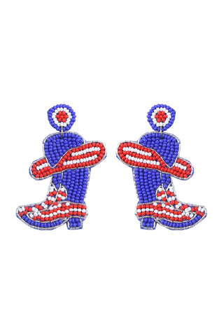 Kite Shape Epoxy Metal Patriot Earrings USA- Pack of 6
