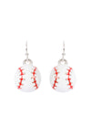 Baseball Epoxy Sports Dangle Hook Earrings Silver - Pack of 6