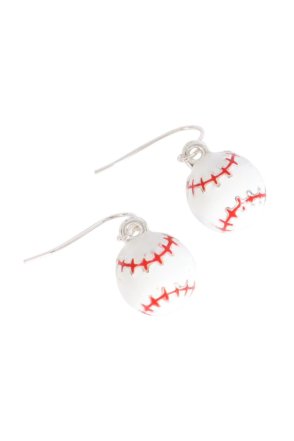 Baseball Epoxy Sports Dangle Hook Earrings Silver - Pack of 6