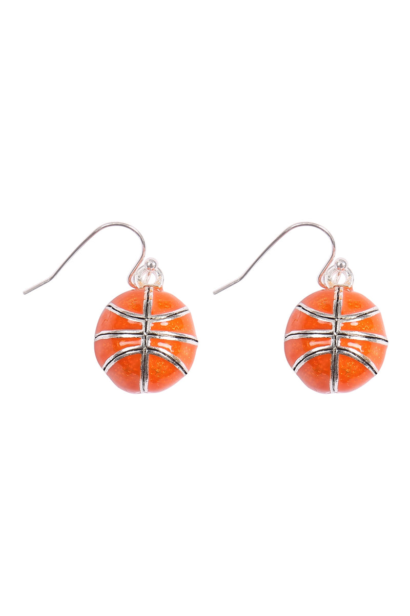Basketball Epoxy Sports Dangle Hook Earrings Silver - Pack of 6