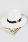 Black and White Braided Jute Band Panama Hat Taupe - Pack of 6