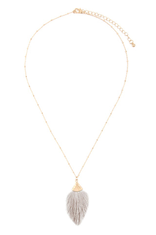 Teardrop Shape Rattan Pendant Necklace Matte Gold Ivory - Pack of 6
