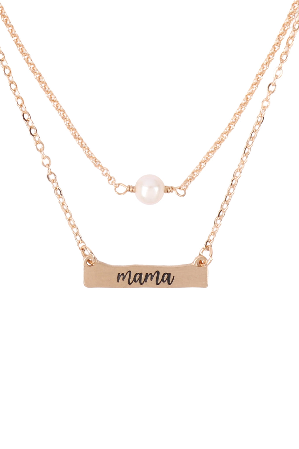 "Mama" Inspirational Pearl 3 Set Necklace Matte Gold - Pack of 6