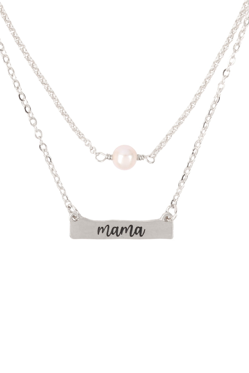 "Mama" Inspirational Pearl 3 Set Necklace Matte Silver - Pack of 6