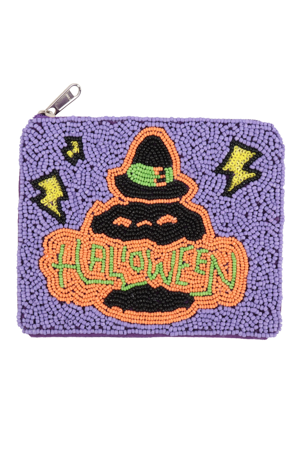 Pumpkin Halloween Seed Beads Coin Pouch Purple - Pack of 6