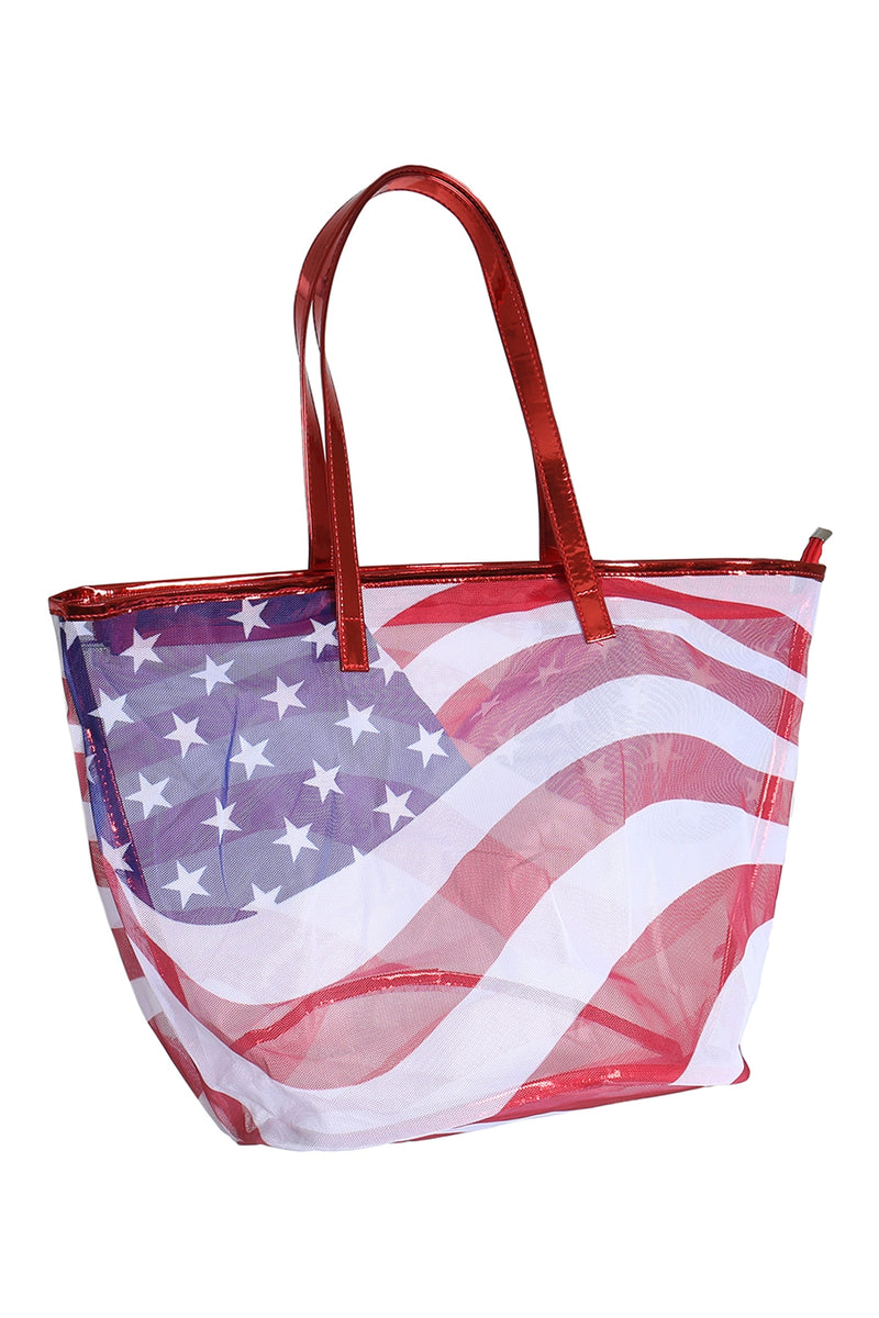 Transparent American Flag Tote Bag USA - Pack of 6