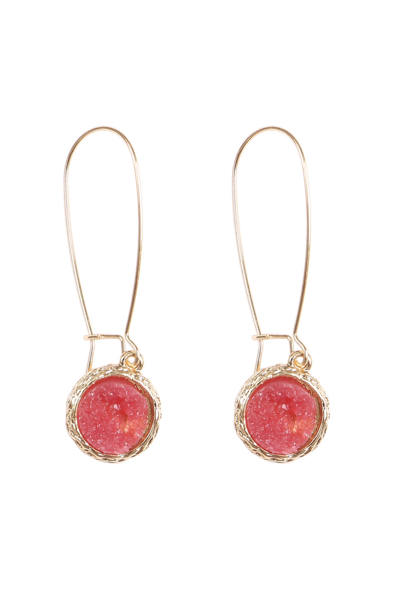Round Druzy Wired Drop Earrings Fuchsia - Pack of 6
