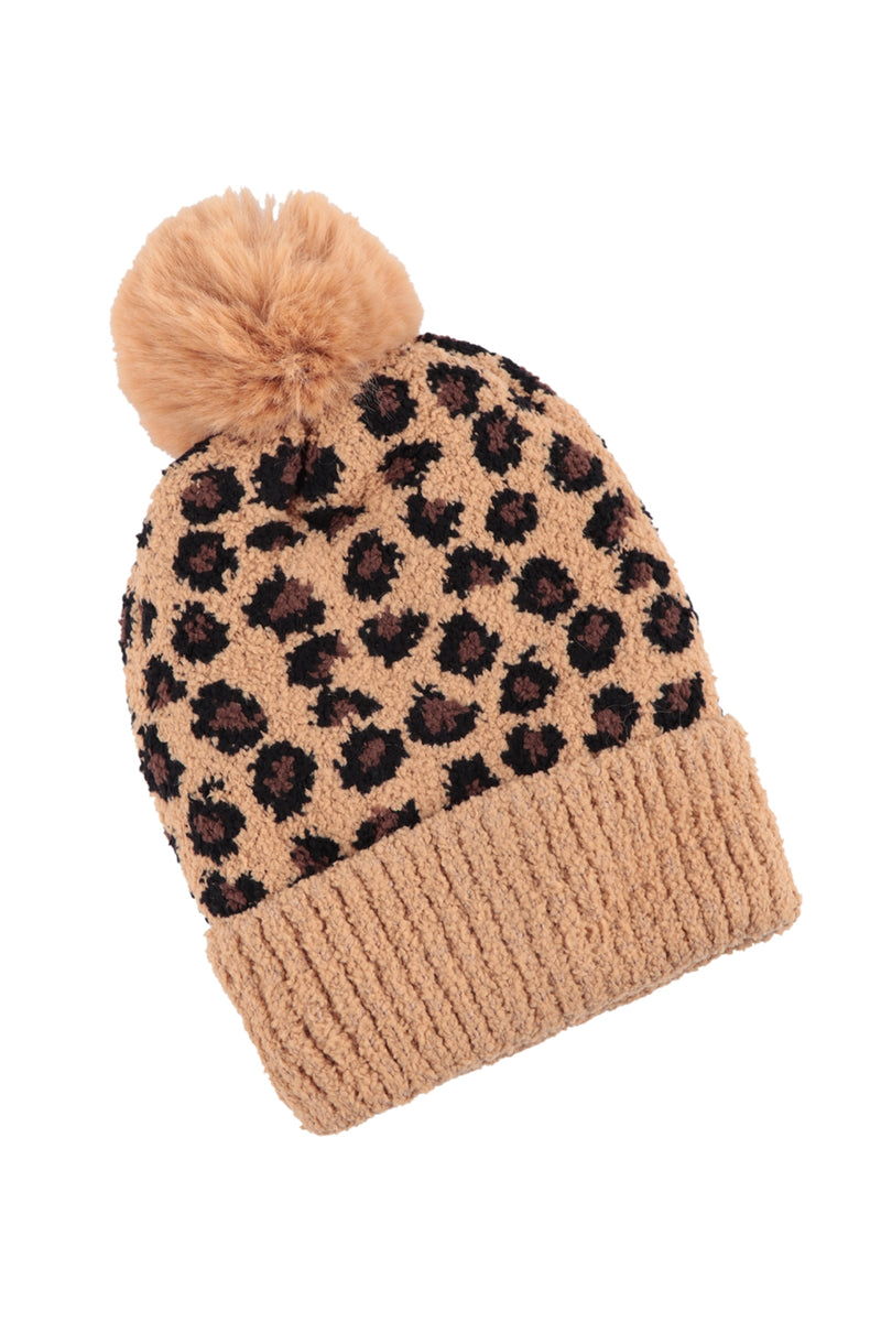 Leopard Double Beanie Camel - Pack of 6