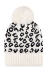 Leopard Double Beanie Ivory - Pack of 6