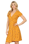 Mustard with Flower Print Dress -  Pack of 6